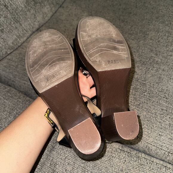 Brash Chunky Platform Heel Sandals Women's 7.5 Black Brown Ankle Straps Shoes - Picture 7 of 8